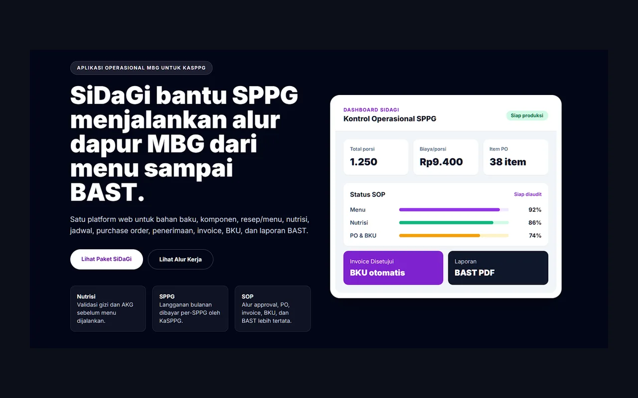 Project preview for SiDaGi — Kitchen Management Web App